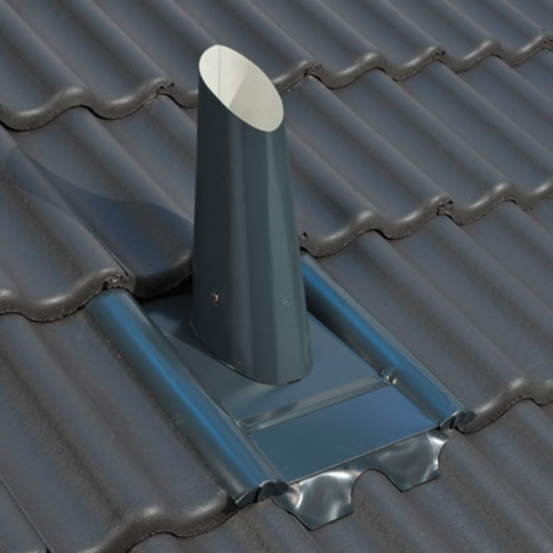 Stiefelentlüftung Typ Beton (Stahlblech schwarzgrau) passend für Betondachsteine  mit 330 mm Breite